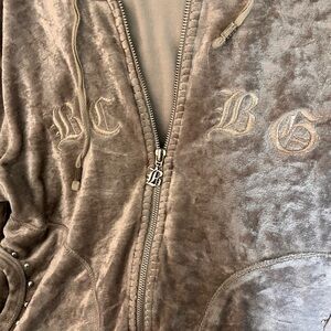 BCBGMaxAzria Light Gray Velvet Hoodie set